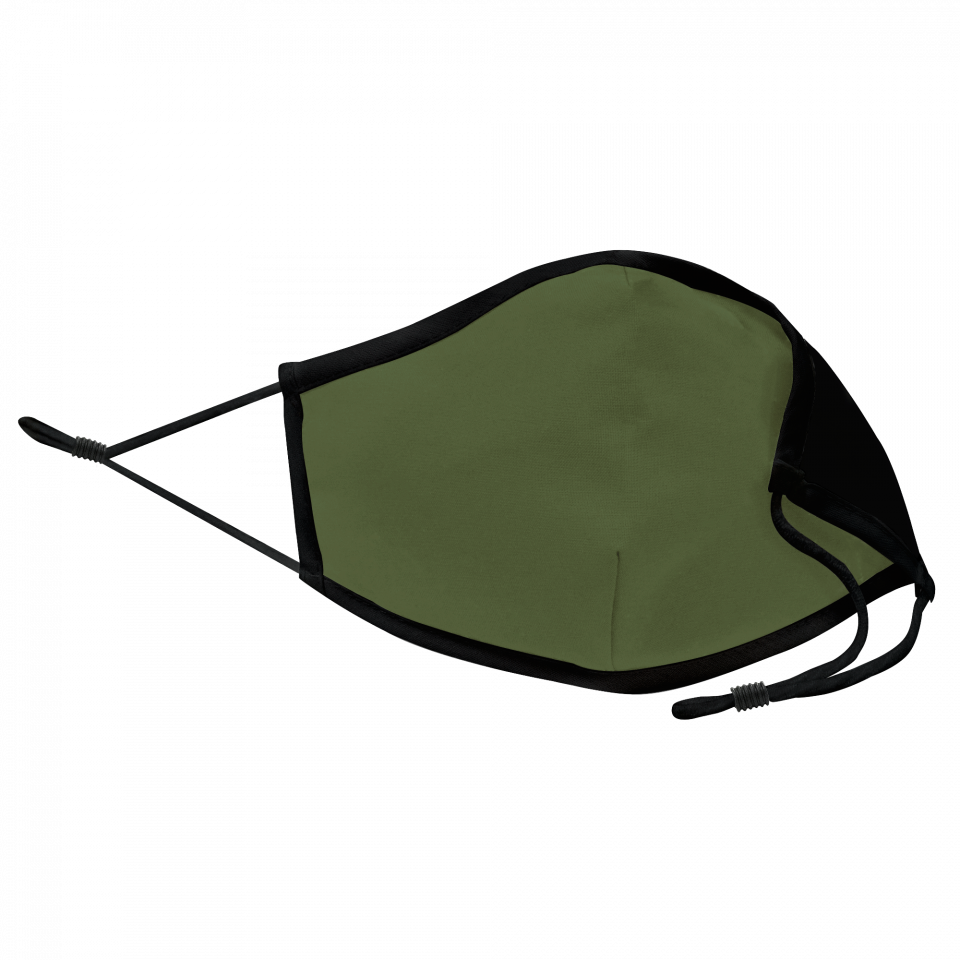 Mascarilla algodón orgánico reversible mediana caqui y negra homologada con protección +90% personalizada