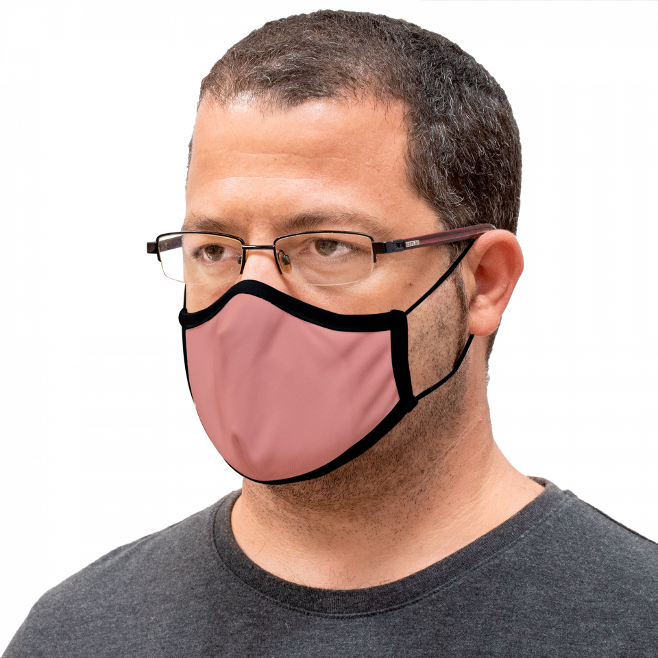 Mascarilla algodón orgánico reversible grande mahogany y negra homologada con protección +90% personalizada