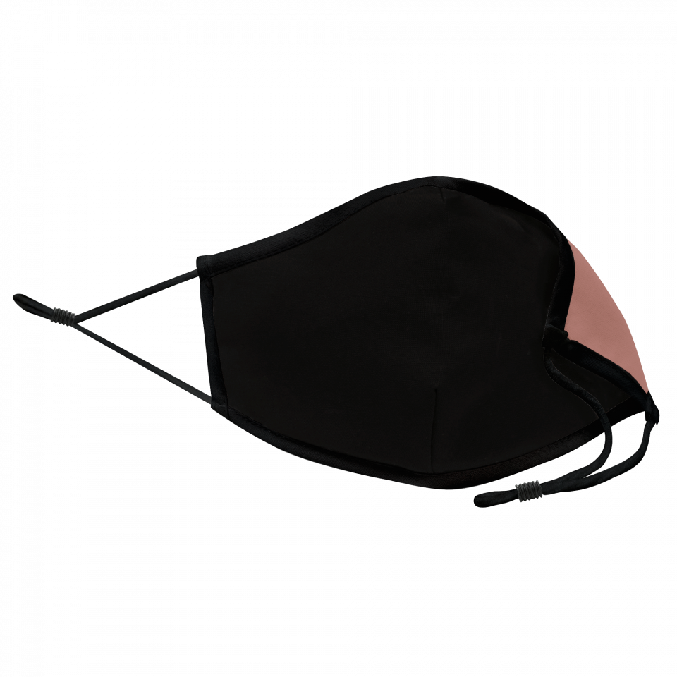 Mascarilla algodón orgánico reversible grande mahogany y negra homologada con protección +90% personalizada