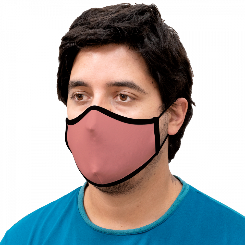 Mascarilla algodón orgánico reversible súper grande mahogany y negra homologada con protección +90% personalizada