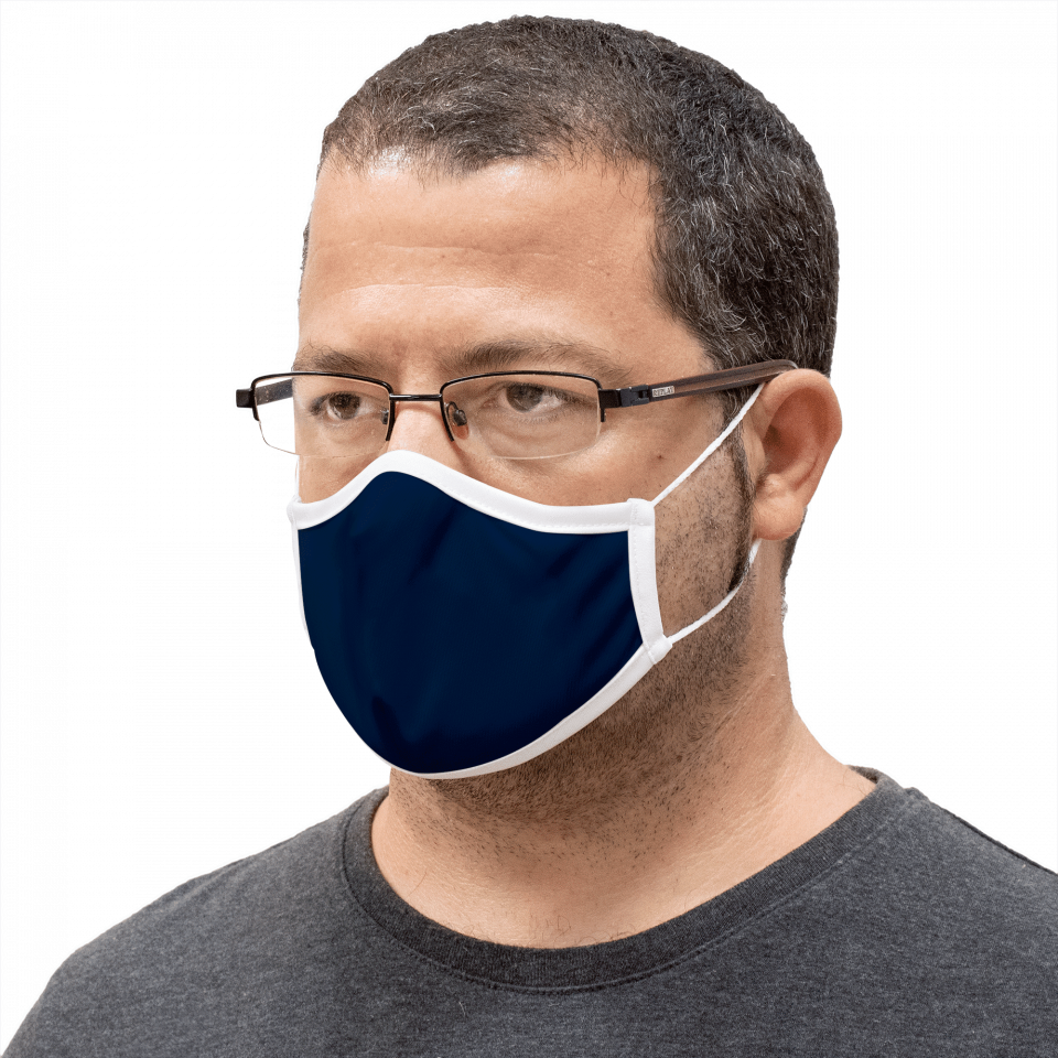 Mascarilla algodón orgánico reversible grande geo tie grey y navy homologada con protección +90%