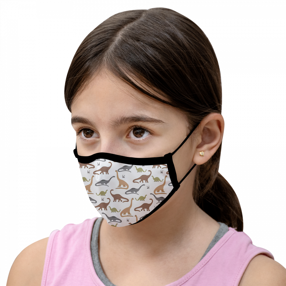 Mascarilla algodón orgánico reversible pequeña dinos grey y planets black homologada con protección +90%
