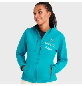 Softshell mujer 2 capas cremalleras al tono personalizado