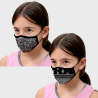 Mascarilla algodón orgánico reversible pequeña bandana black y flower black homologada con protección +90%