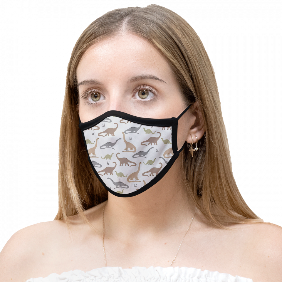 Mascarilla algodón orgánico reversible mediana dinos grey y planets black homologada con protección +90%