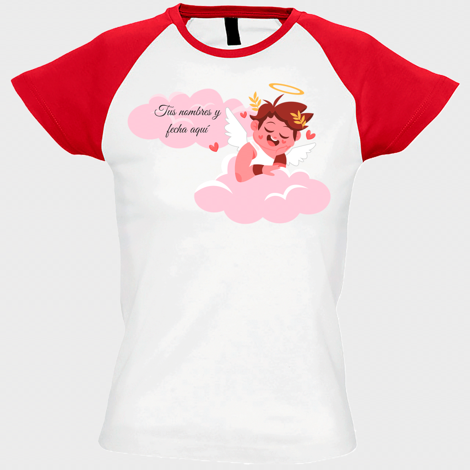 Camiseta mujer para San Valentín diseño cupido personalizable