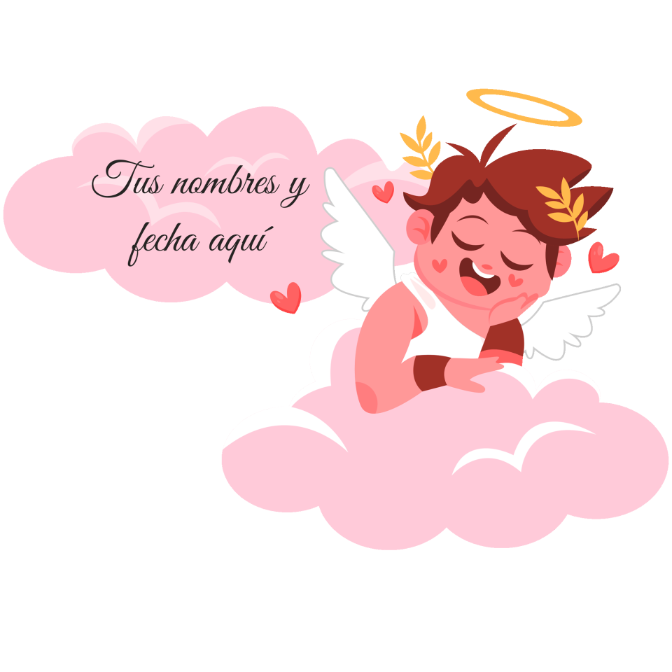 Cojín tacto cuero para San Valentín diseño cupido personalizable