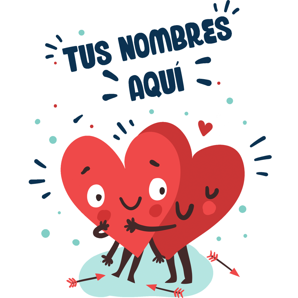 Camiseta mujer para San Valentín diseño corazones abrazándose personalizable