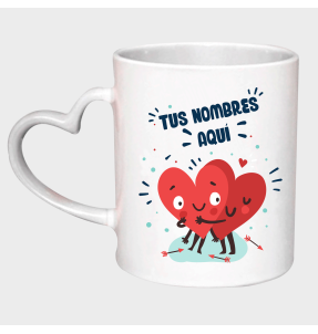 Taza corazón para San Valentín diseño corazones abrazándose personalizable