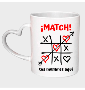 Taza corazón para San Valentín diseño match personalizable