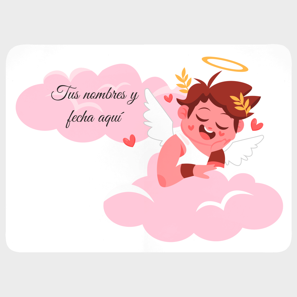 Mantel individual con base corcho para San Valentín diseño cupido personalizable