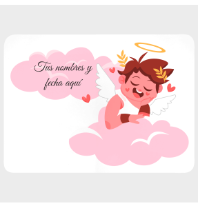 Mantel individual con base corcho para San Valentín diseño cupido personalizable