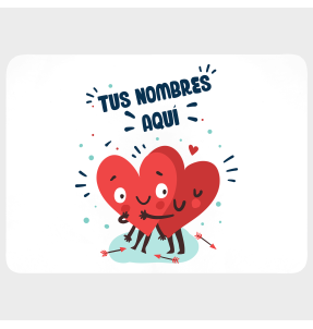 Mantel individual con base corcho para San Valentín diseño corazones abrazándose personalizable