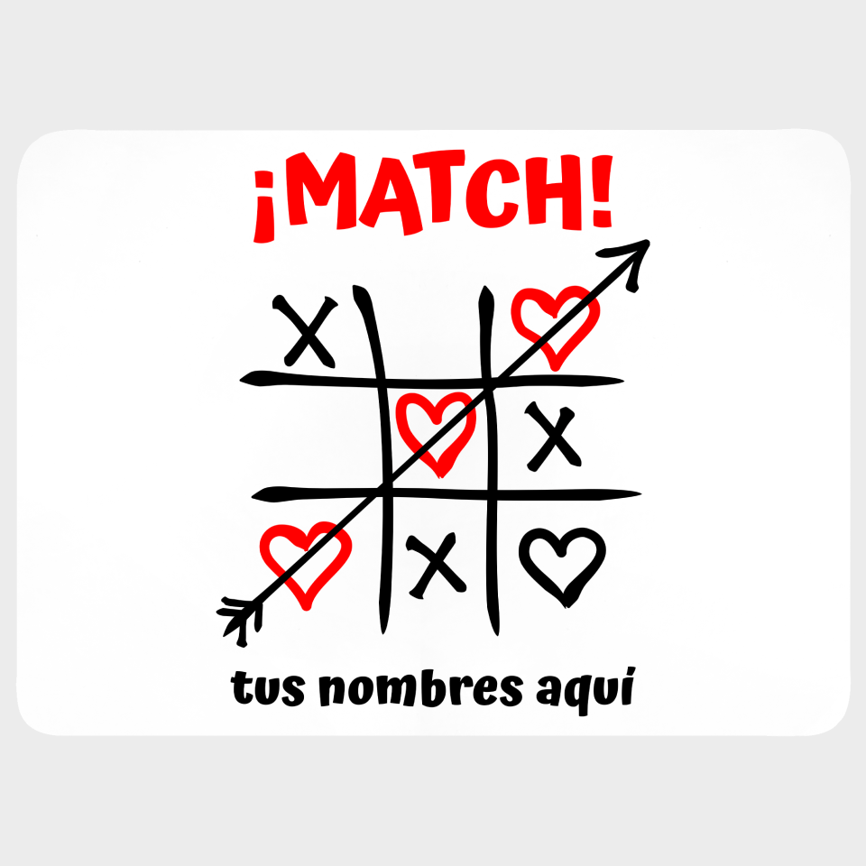 Mantel individual con base corcho para San Valentín diseño match personalizable