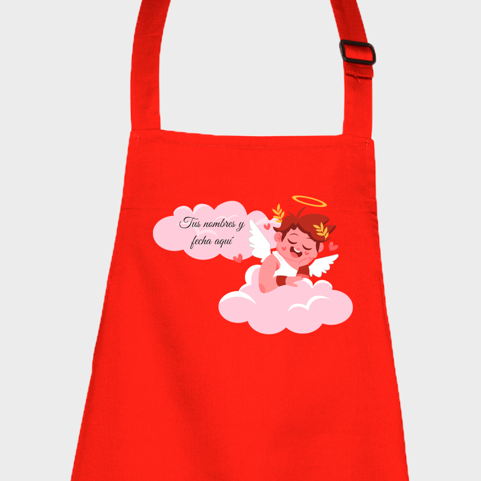 Delantal para San Valentín diseño cupido personalizable