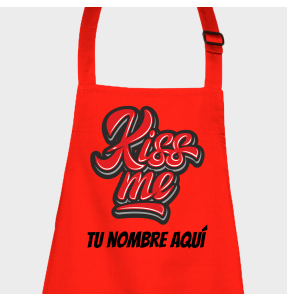 Delantal para San Valentín diseño kiss me personalizable
