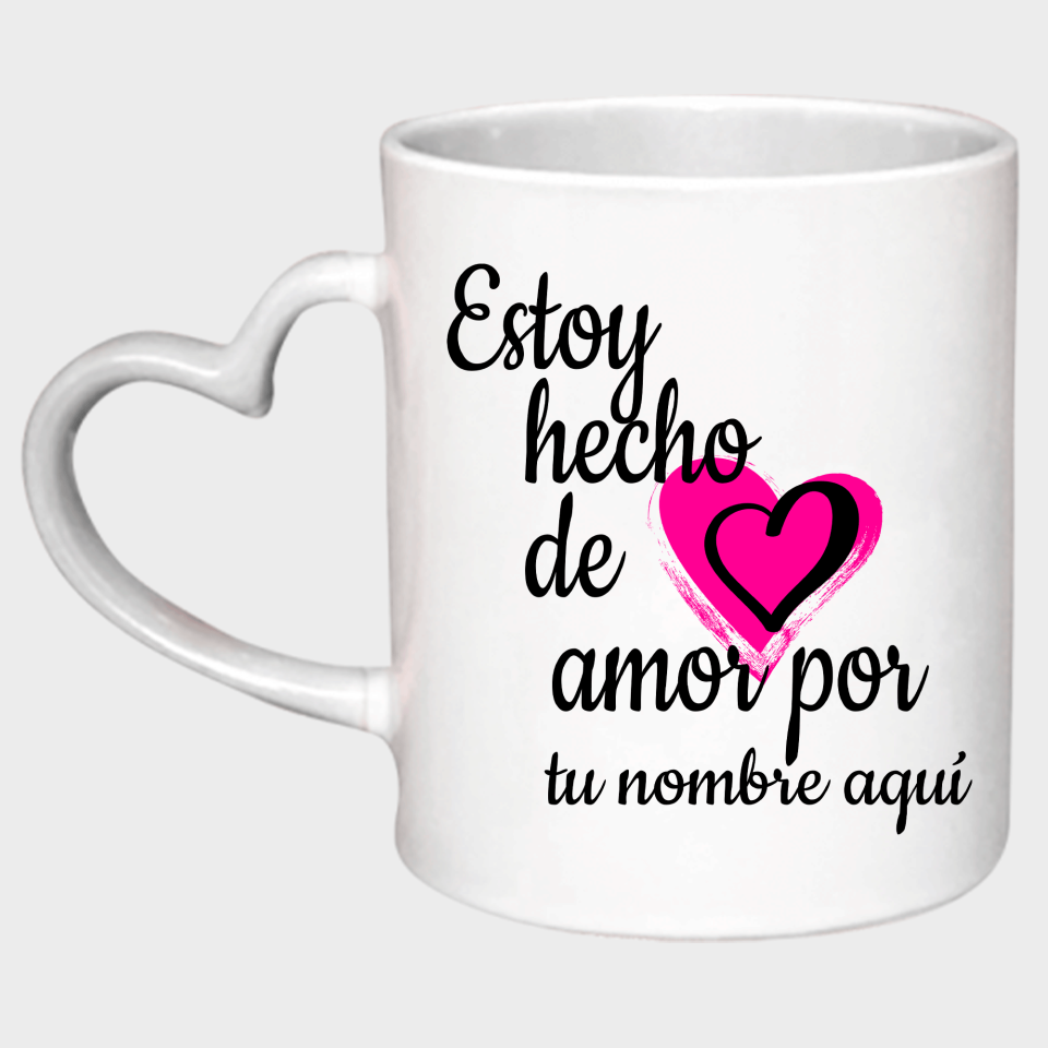 Taza corazón para San Valentín diseño hecho de amor personalizable