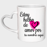 Taza corazón para San Valentín diseño hecho de amor personalizable