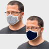 Mascarilla algodón orgánico reversible grande geo tie grey y navy homologada con protección +90%