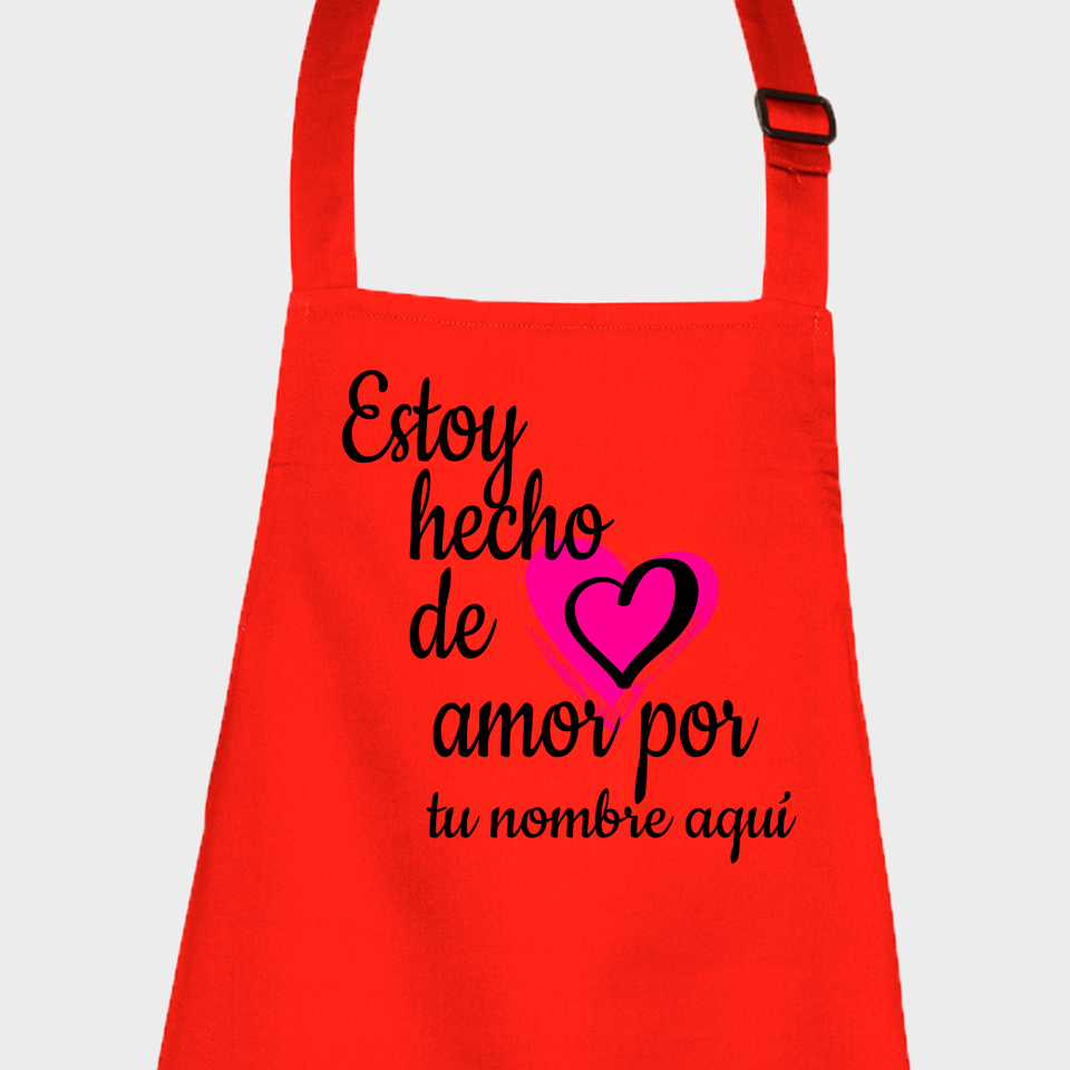 Delantal para San Valentín diseño hecho de amor personalizable