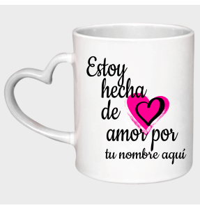 Taza corazón para San Valentín diseño hecha de amor personalizable
