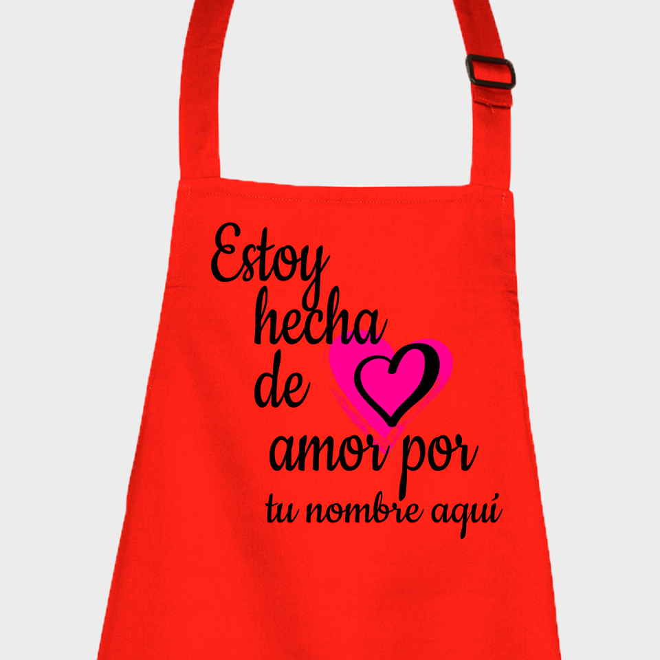 Delantal para San Valentín diseño hecha de amor personalizable