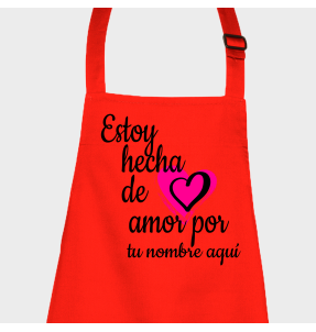 Delantal para San Valentín diseño hecha de amor personalizable