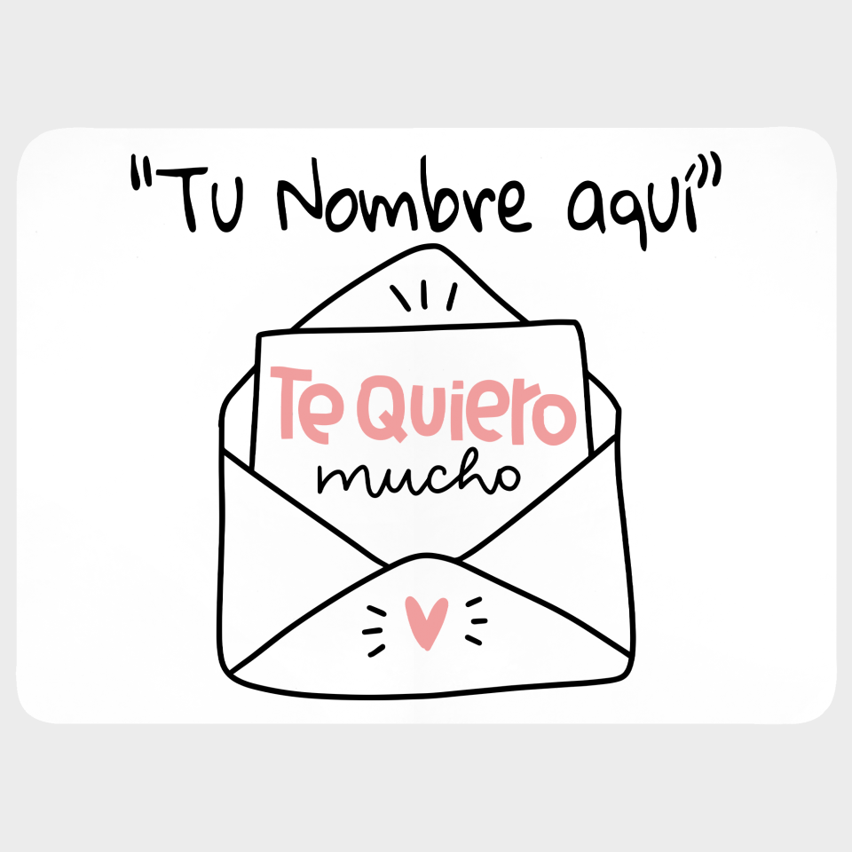 Mantel individual con base corcho para San Valentín diseño te quiero mucho personalizable