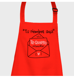 Delantal para San Valentín diseño te quiero mucho personalizable