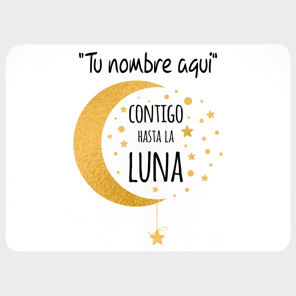 Mantel individual con base corcho para San Valentín diseño hasta la luna abrazándose personalizable