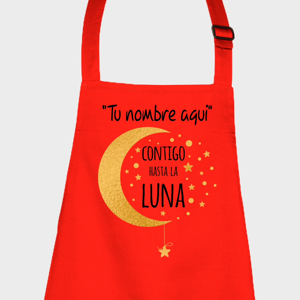 Delantal para San Valentín diseño hasta la luna personalizable