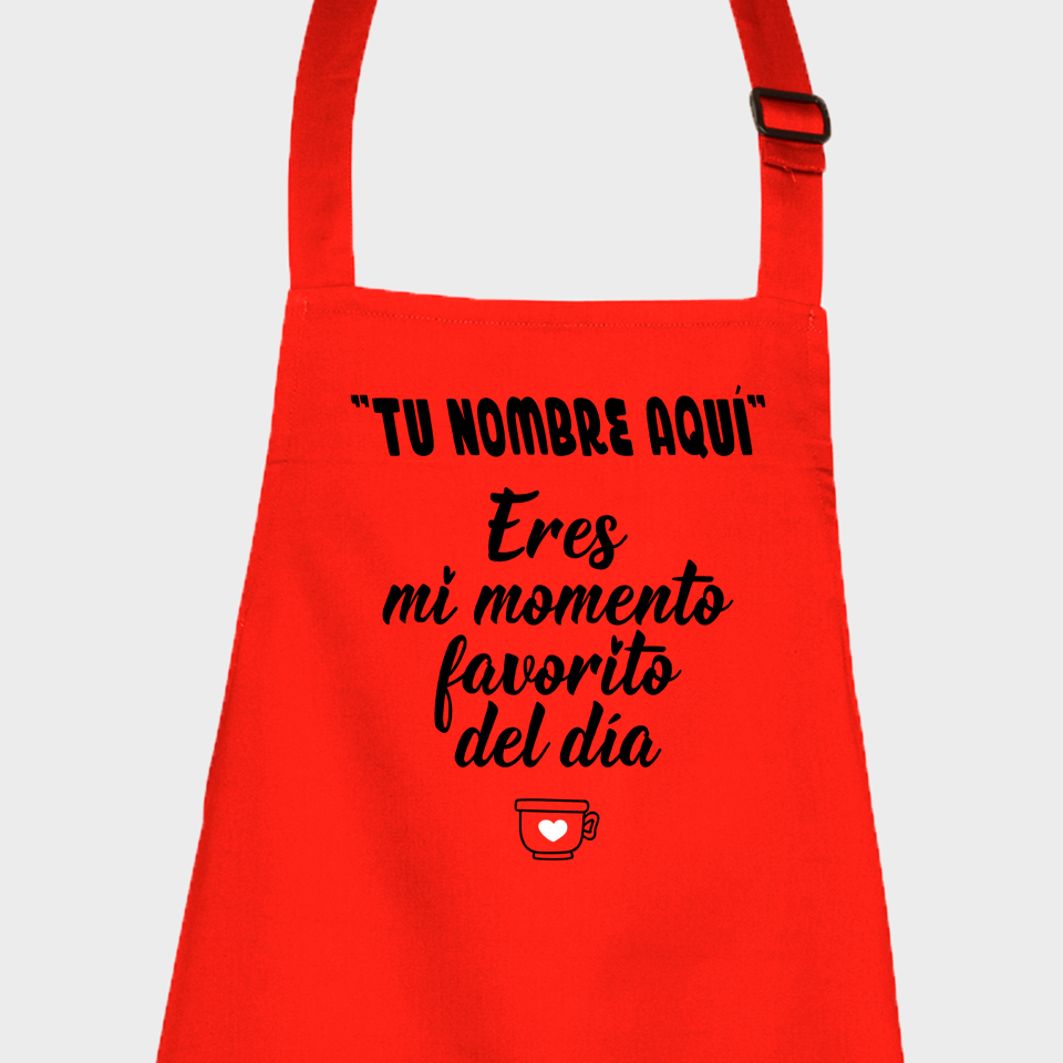 Delantal para San Valentín diseño momento favorito personalizable