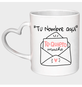 Taza corazón para San Valentín diseño te quiero mucho personalizable