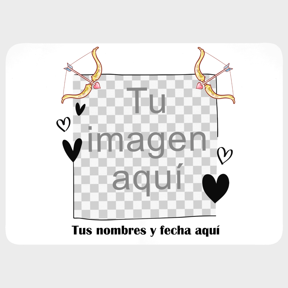 Mantel individual con base corcho para San Valentín diseño flechas cupido personalizable