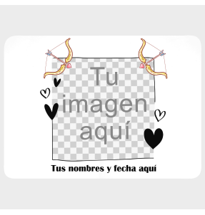 Mantel individual con base corcho para San Valentín diseño flechas cupido personalizable