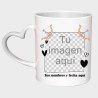 Taza corazón para San Valentín diseño flechas cupido personalizable