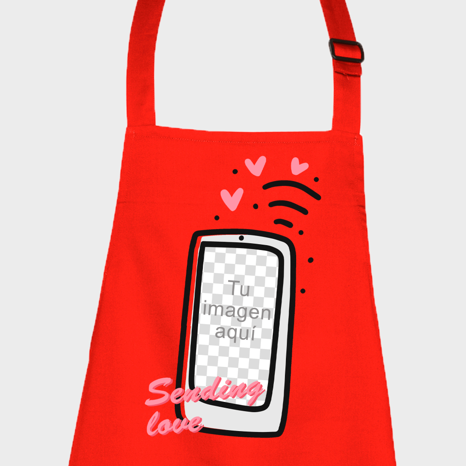 Delantal para San Valentín diseño sending love personalizable
