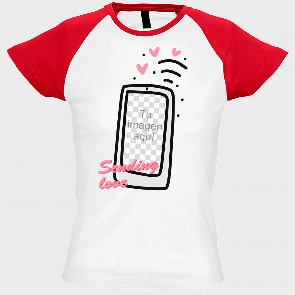 Camiseta mujer para San Valentín diseño sending love  personalizable