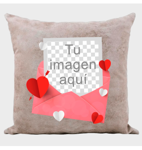 Cojín tacto cuero para San Valentín diseño sobre personalizable