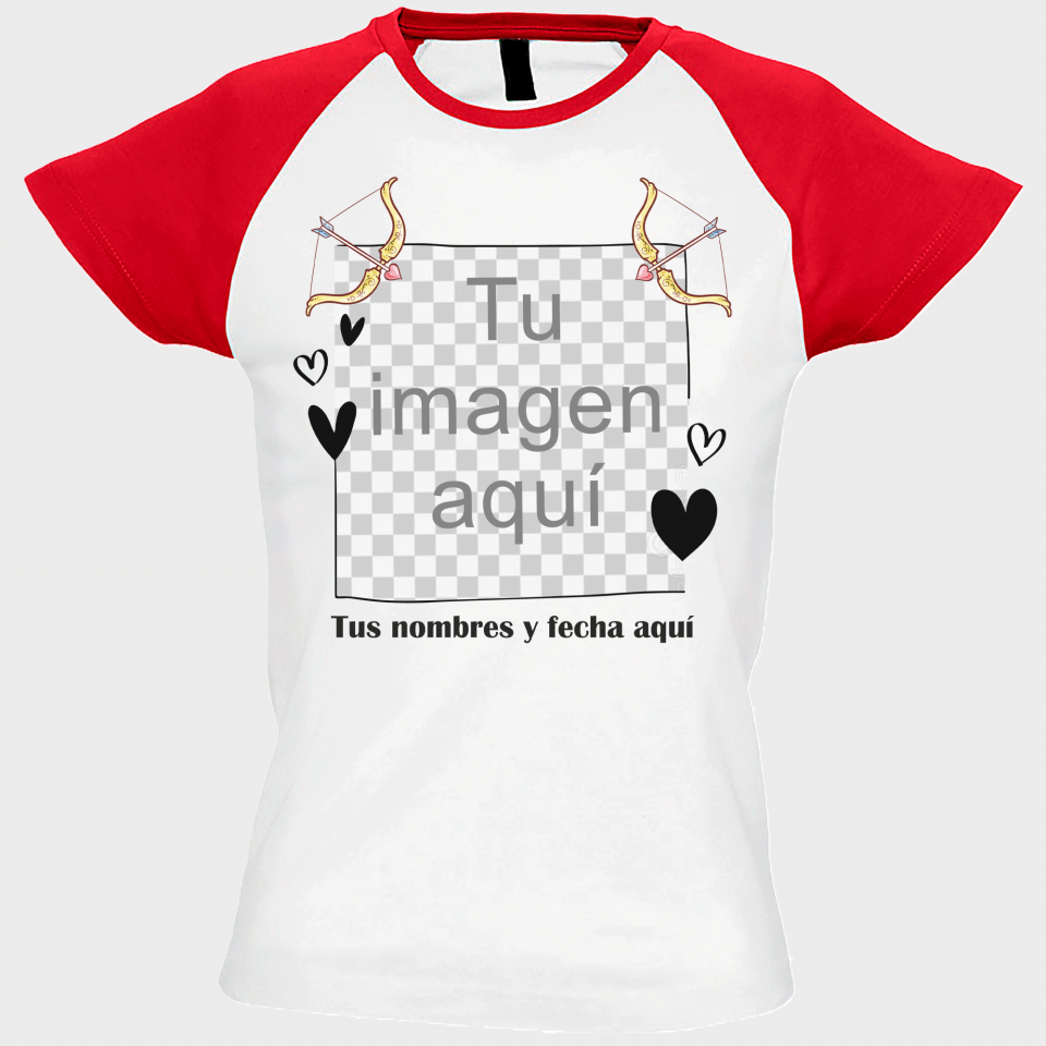 Camiseta mujer para San Valentín diseño flechas cupido personalizable