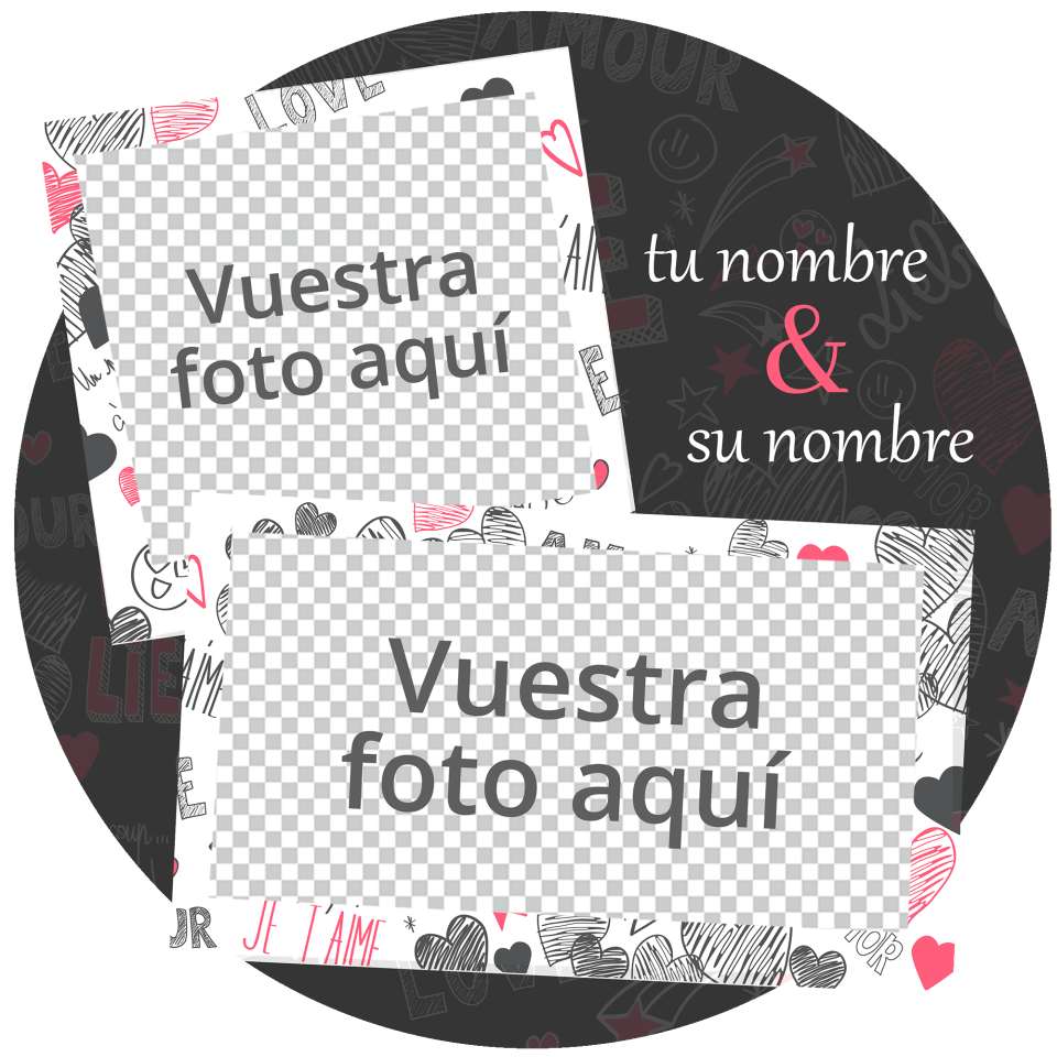 Cojín tacto cuero para San Valentín diseño polaroids personalizable