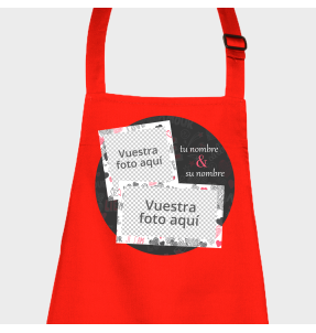 Delantal para San Valentín diseño polaroids personalizable