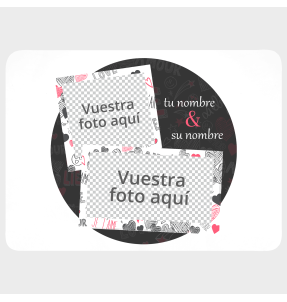 Mantel individual con base corcho para San Valentín diseño polaroids personalizable