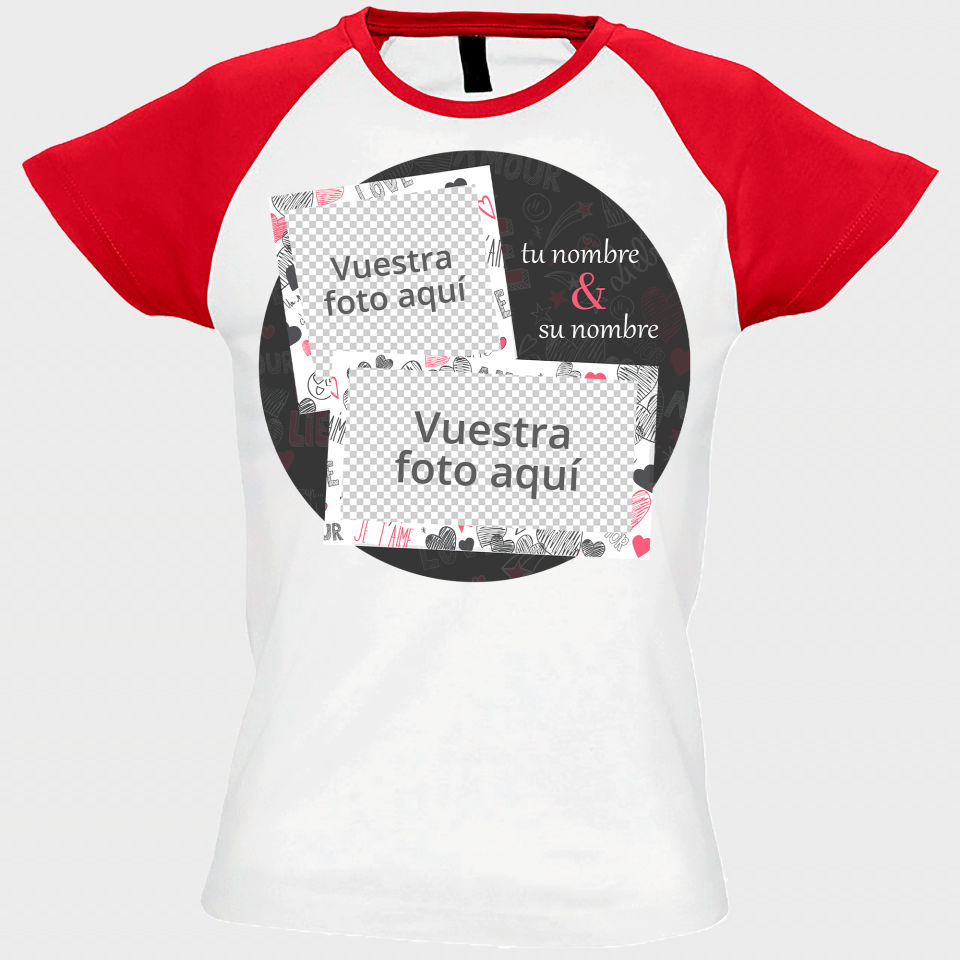 Camiseta mujer para San Valentín diseño polaroids personalizable