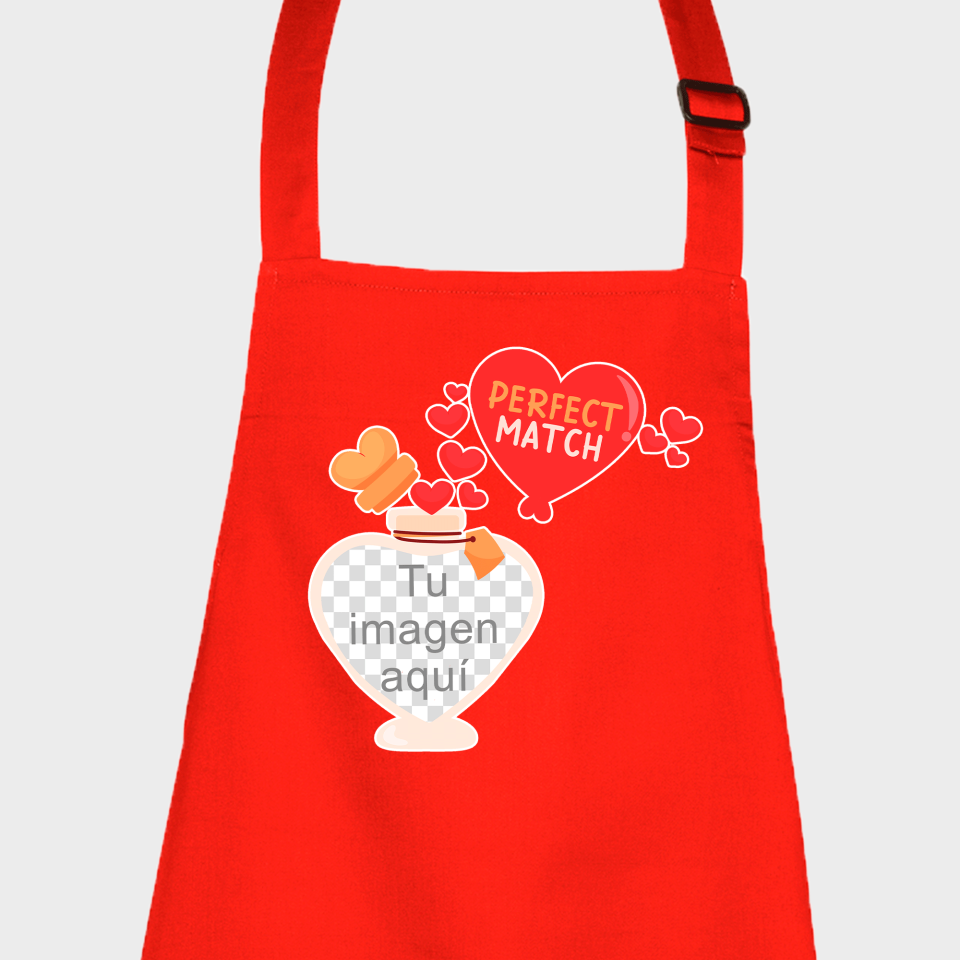 Delantal para San Valentín diseño perfect match personalizable