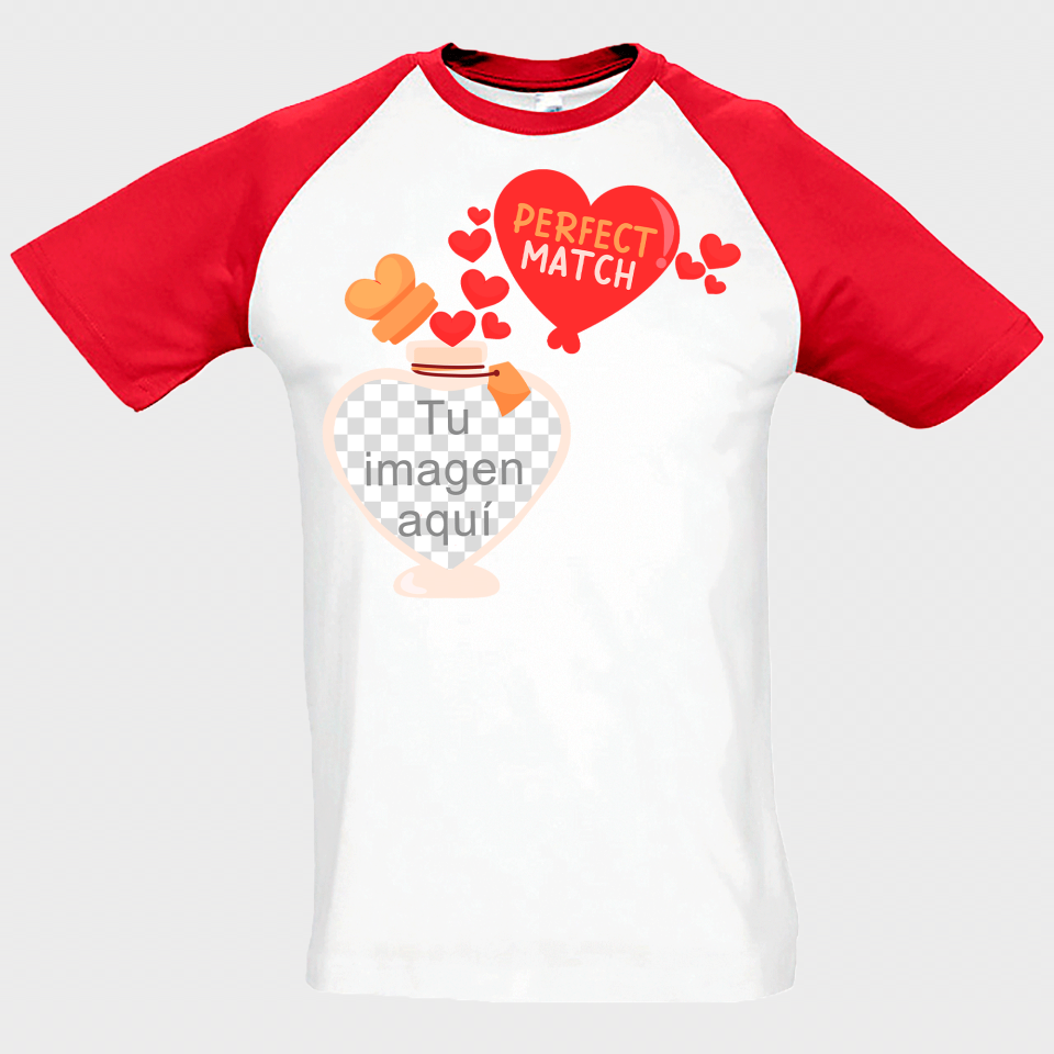 Camiseta unisex para San Valentín diseño perfect match personalizable