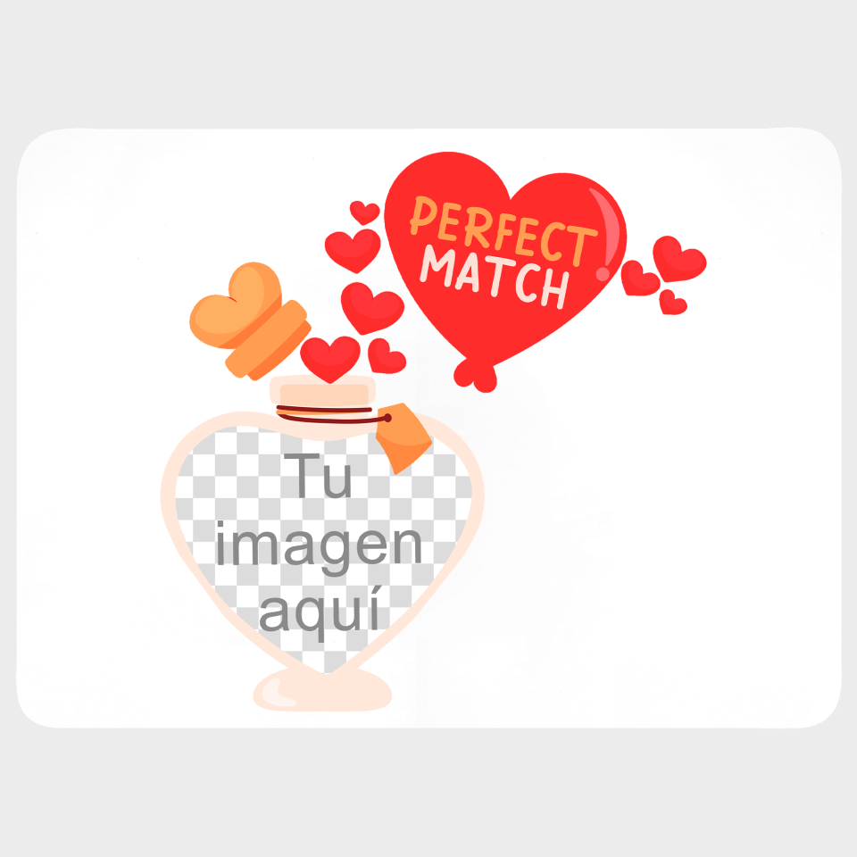 Mantel individual con base corcho para San Valentín diseño perfect match personalizable