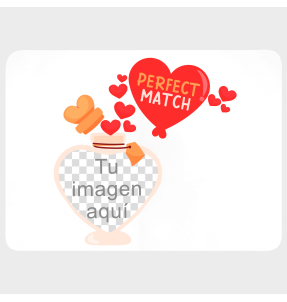 Mantel individual con base corcho para San Valentín diseño perfect match personalizable