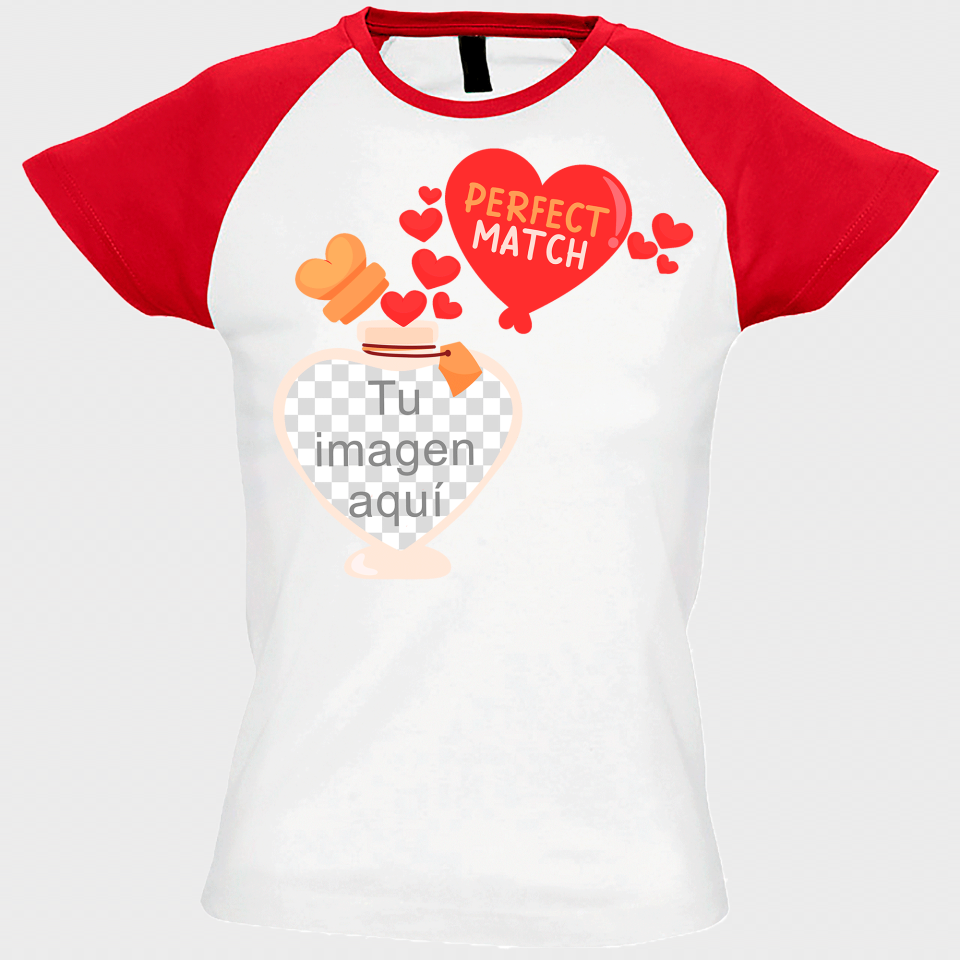 Camiseta mujer para San Valentín diseño perfect match personalizable