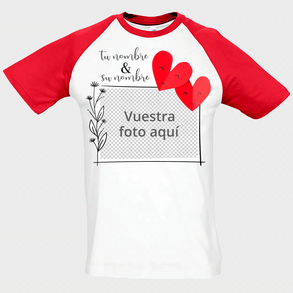 Camiseta unisex para San Valentín diseño marco corazones personalizable